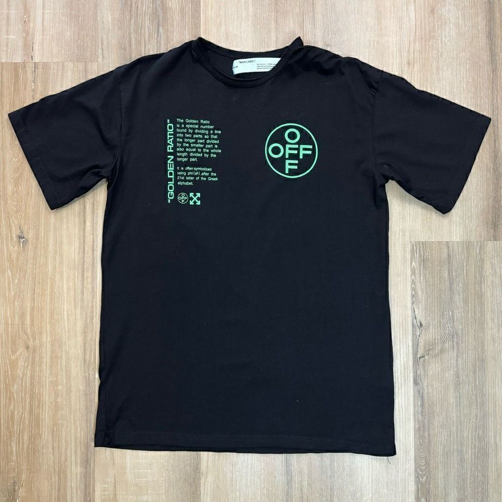 Authentic Off White Men’s Small Golden Ratio Arch Shapes Black Green Shirt